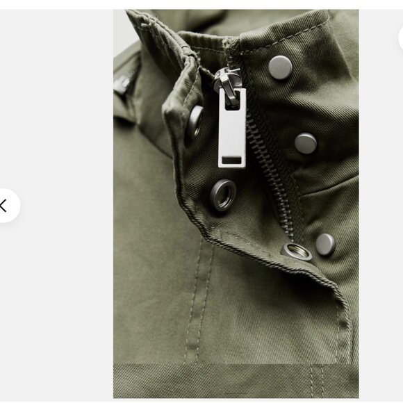 Women's Zara Khaki Green Hooded Parka Trench Coat Size M - Picture 7 of 13